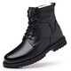
KACHILANG Martin Boots Men's Genuine Leather Wool Warm Cotton Boots High Top Cowhide Working Equipment Battle Army Hook Snow Boots Winter 3518 Black 40