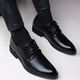 Amaodun leather shoes men's business formal shoes men's British lace-up shoes youth fashion simple versatile non-slip breathable black basic model 41