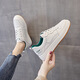 Offizielle Website Square Echtes Lederrundzehen flache weiße Schuhe für Frauen 2025 Frühling neu
