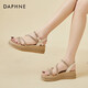 
Daphne wedge sandals for women soft sole comfortable thick sole sponge cake shoes for women fashionable cowhide lightweight and versatile height-enhancing women's shoes 4622303017 Beige 38