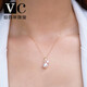 V&C Japan AKOYA pearl double bead pendant 18K gold diamond goddess pink seawater necklace perfect round 18K yellow + diamond (excluding chain) 8.5-9MM (large bead size)