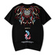 Denon Supreme kurzärmelige T-Shirt für Männer und Frauen Modemarke Sommer chinesischer Stil Phoenix Sticked Lose Kurzärmer T-Shirt T681 Schwarzer XL-Code (Empfohlen 135-155jin [Jin gleich 0,5 kg]))