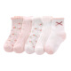 SexeMara 5 pairs of children's socks girls socks spring and summer mesh breathable thin socks baby girls princess lace socks pink series [2-5 years old] recommended shoe size 17-23