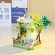Coffee House Street View Blocks Building Blocks Coca-Cola Lemon Building Ornaments Juguetes Regalos para niñas Compatibles con LEGO [Caja de color exquisita] Coffee House-695 granos