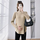 Ranqi Mommy Maternity Bottoming Shirt for Autumn and Winter Outerwear Small Half Turtleneck Sweater for Breastfeeding in Winter Spring and Autumn Knitted Long-Sleeved Top White-Maternity Model XL