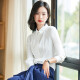 Troman white shirt women's professional wear long-sleeved chiffon top temperament casual Korean style work clothes commuting work wear white shirt YY2052
