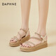 
Daphne wedge sandals for women soft sole comfortable thick sole sponge cake shoes for women fashionable cowhide lightweight and versatile height-enhancing women's shoes 4622303017 Beige 38