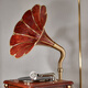 SHENGLINA American solid wood gramophone antique audio European living room retro vinyl record player old classical record player cherry color with gold - wooden speaker + Chinese record