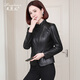 Lingfaner Haining genuine leather jacket for women spring new motorcycle slim sheepskin small jacket short style black 2XL