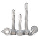 Jinggong 304/410 stainless steel drill tail screw external hexagonal head self-tapping self-drilling drill tail screw dovetail nail M4.8-M6.3 410 M5.5*25 (50 pieces) with rubber pad