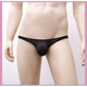 Icumitoo men's sexy low-waist mini thong underwear new tight and breathable black milk silk-not see-through M