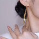 Lan Huiming 925 silver needle niche design metal wheat long tassel earrings earrings light luxury temperament fashionable earrings
