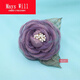 Mays Will temperament camellia brooch fabric Japanese and Korean female flowers long blue needle.