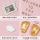 shiyuexiaozai baby hand and foot print mud photo frame newborn 100-day full moon one-year-old gift fetal hair umbilical cord souvenir hand and foot print 12-inch hand and foot print mud [Angel's Seal] pink