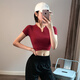 Aisunstyle European and American ins internet celebrity tight-fitting fitness wear for women in summer quick-drying navel-baring slimming sports T-shirt breathable short yoga top white M (recommended 95-118Jin Jin equals about 0.5kg)