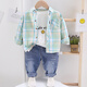 G.duck Cotton Boys' Shirt Long Sleeve 2026 Spring and Summer Thin Children's Clothing Baby Bottoming Top Children's Plaid Shirt Jacket Gold Only shirts sold One size fits all Size 14 Recommended height 120-125cm46Jin Jin is equal to about 0.5kg