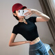 Aisunstyle European and American ins internet celebrity tight-fitting fitness wear for women in summer quick-drying navel-baring slimming sports T-shirt breathable short yoga top white M (recommended 95-118Jin Jin equals about 0.5kg)