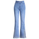 Light luxury nine-point slightly flared jeans for women 2025 new high-waisted slim small side slit slit bell-bottom pants for women blue 6621 spring and summer thin 4XL /32 145-155Jin [Jin equals 0.5 kg]