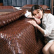 Nanjiren Mahjong Mat Bamboo Mat Double Large Bed 1.8 Summer Mat Foldable Student Seat Air Conditioning Seat Pillowcase Set Coffee Single Beef Tendon Single Cool Pad 80*190cm