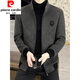 Pierre Cardin Herbst- und Winterjacke Herrenjacke plus Samt verdickte mittelgroße und kurze Style-Wollmantel-Gelderel-Wollgrau-Baumwolle 836 Dicked XL (135-145jin [Jin gleich 0,5 kg])