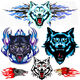 
He Jiagong wolf head stickers, personalized reflective decorative decorative decorative scratch stickers, body modification stickers, flame leopard head R829