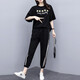 
Shanidoluo large size women's suit female fat mm summer fat man looks slim and fat plus size women's loose casual suit 16014 black-little daisy 15911 XL (recommended 115-130Jin [Jin equals 0.5 kg])