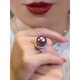 Ji Ge deep demon purple mother-of-pearl ring peacock green black pearl ring silver classic demon purple pearl ring live mouth adjustable size 14-14mm