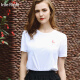 INTERIGHT short-sleeved T-shirt for women in spring and summer round collar white T-shirt for women 100% double-sided mercerized cotton simple versatile cotton T-shirt for women comfortable slightly elastic breathable bottoming shirt women's white L size 1 piece