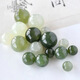 Golden Magnolia Fragrance Hetian Jade Clear Water Loose Beads Bracelet Jade Beads Bracelet Beads DIY Single Bead Bead Accessories Jewelry Separate Beads Round Beads 6mm Ice Clear Green Hetian Jade Beads