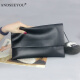 ANDSEEYOU Large Capacity Women's Genuine Leather Clutch Women's Bag 2024 New Fashion Temperament Soft Leather Handbag Messenger Bag Small Bag Black Large (29*19cm) Imported Cowhide
