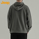 JEEP Jeep sweatshirt men's autumn and winter hooded loose men's long-sleeved T-shirt tops men's volcanic ash XL