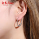 Jin Duoxi pt950 platinum earrings for women, platinum earrings, laser earrings, earrings, simple earrings, about 3.6-3.8 grams, about 20mm in diameter, laser surface