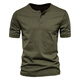 KLEDBOY British multi-clothing store American retro heavyweight American khaki cotton short-sleeved Henley shirt fitness tough guy T-shirt men's KLE military green 3XL 190-200Jin Jin equals 0.5 kg
