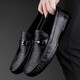 CLOHOO Doudou zapatos para hombres primavera y otoño de cuero de cuero genuino zapatos de cuero casual de cuero suave y transpirable anti-slip versátil pedal de una pieza negro 42 [tamaño de zapato de cuero]