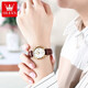 Olevs Swiss Certified Brand Watch Women's Mechanical Watch Полностью автоматические простые темпераментные женские часы высококачественные модные часы Olevs-6629 коричневые кожаные белые лица Женщины