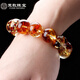 Jade Natural Flower Amber Buddha Beads Bracelet Amber Couple Bracelet Birthday Gift with Certificate Bead Diameter 8-8.5mm (Female Model)