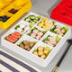 Métamine quatre grille à six crille divisé plaque imitation porcelaine neuf grille collation plaque en plastique commercial en plastique chaud barbecue snack lb 4884 rouge