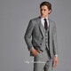 By Creations High-count yarn pure wool suit men's retro business versatile plaid suit professional commuting formal gray and white plaid 48 (175/92A)