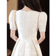 SAIDELE evening dress women's banquet temperament light luxury niche high-end French certificate registration engagement white skirt adult white S (recommended 86-95 Jin [Jin equals 0.5 kg])