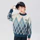 Zuoxi boys sweater winter warm sweater 2025 new style children's casual sweater top blue 160