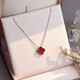 Fafanxi light luxury four-leaf clover necklace female gold net celebrity clavicle chain simple rose gold Chinese Valentine's Day 520 gift rose gold red agate