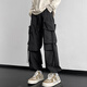 Poke American multi-pocket hiphop workwear pants for men in spring and autumn trendy brand loose large size functional assault straight casual pants K1212 black XL 125-145Jin Jin is equal to 0.5 kg