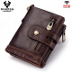 Hummer Paul's first layer cowhide men's genuine leather wallet short multi-card zipper driver's license card bag folding multi-function wallet brown (top layer cowhide)