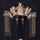 Lingchuan Xiuhe clothing headdress, elegant bridal phoenix crown, red step, long tassel, classical suit, wedding accessories, Xiuhe X-D33 phoenix crown ear clip with ear hook