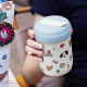 AKS Happy Paradise Water Cup Straw Thermos Cup 316 Stainless Steel Cup for Girls Portable Sealed Tea Cup Cold Dip (Plastic Cup) 380ml