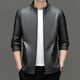 ROMON Haining imitation leather jacket men's winter style young and middle-aged men's leather jacket jacket dad men's velvet stand-up collar motorcycle jacket 2002 black lapel velvet style 175/L recommended 120-140 Jin Jin is equal to 0.5 kg