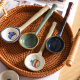 Sheri Japanese-style small soup spoon home creative rough pottery hand-painted ceramic tableware spoon rice spoon high-looking porridge spoon small blue flower single entry