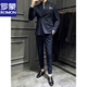 ROMON Italian-style lapel suit men's spring slim-fit handsome double-breasted business plus-size groom's wedding dress three-piece suit black suit + vest + trousers black XL