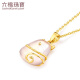 Lukfook Jewelry Pure Gold Chalcedony Lucky Cat Gold Pendant Women's Pendant Without Necklace Price HSA170022 Total Weight Approximately 2.21 Grams