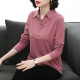 PHJ long-sleeved T-shirt for women 2022 autumn new style middle-aged women's lapel polo shirt outer wear bottoming top XXL1620 Purple Red 2XL